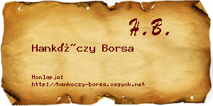 Hankóczy Borsa névjegykártya